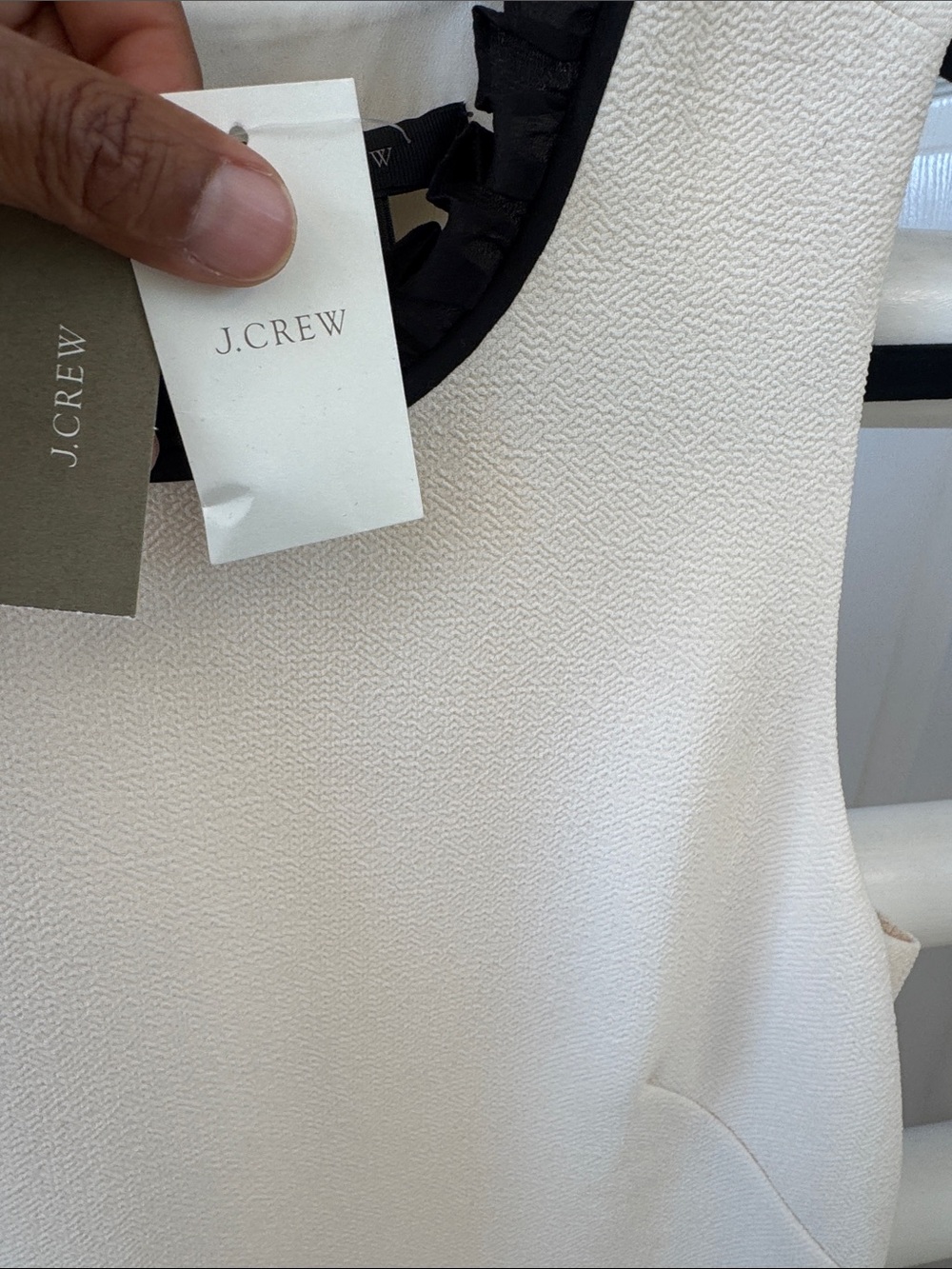 J. Crew Cream Shift Dress with Black Ruffle Trim - Picture 9 of 10